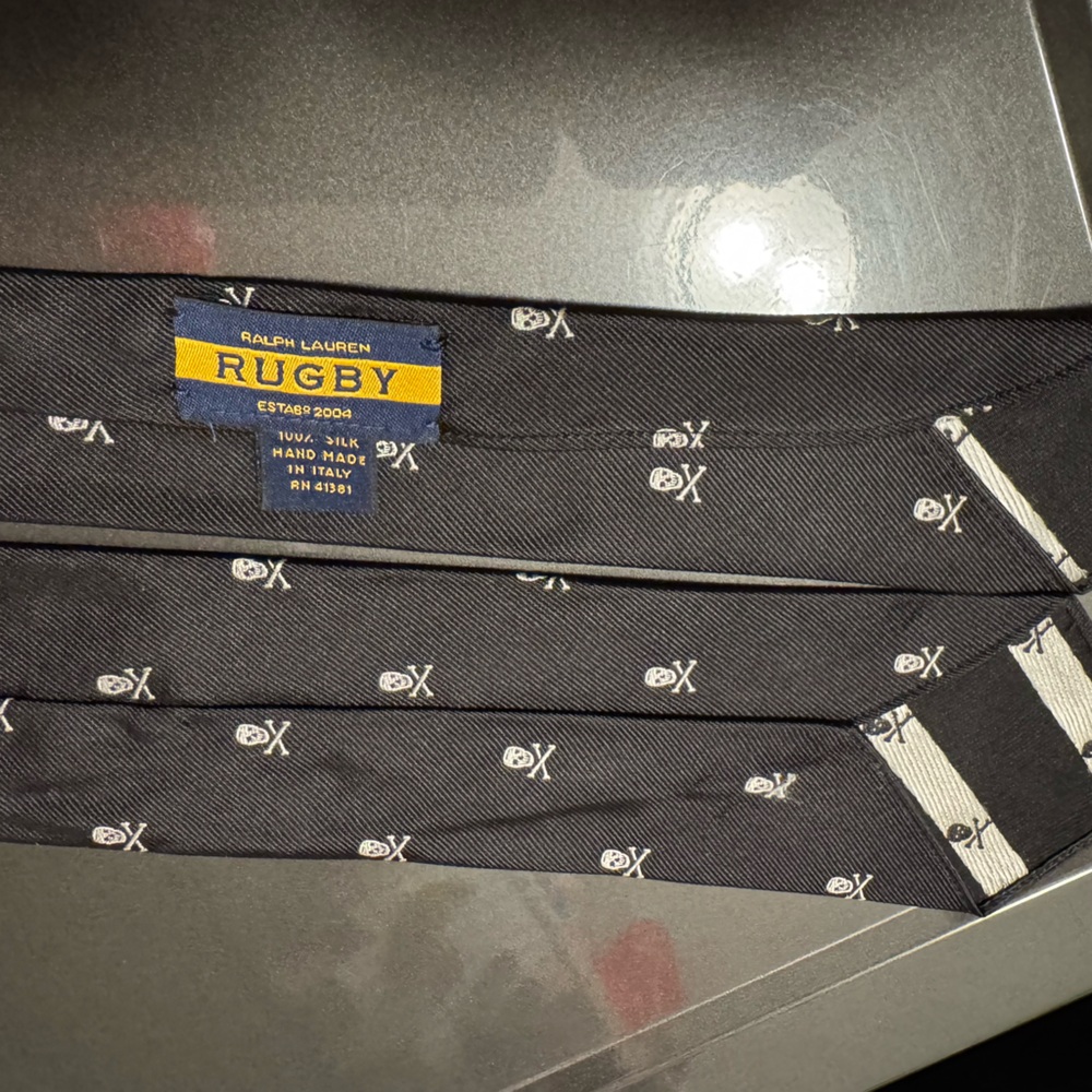 Ralph Lauren Rugby Black Tie with White Skulls
